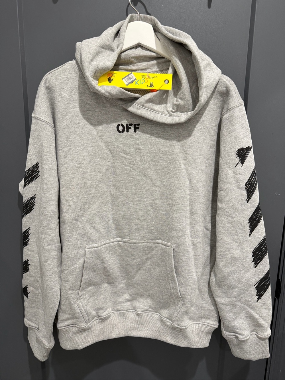 NWT Off-White Kids Gray Hooded Sweatshirt size L 14